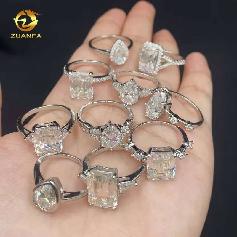 25 Different Cut Iced Out Wedding VVS Diatomaceous Earth Silver Jewelry Engagement Rings