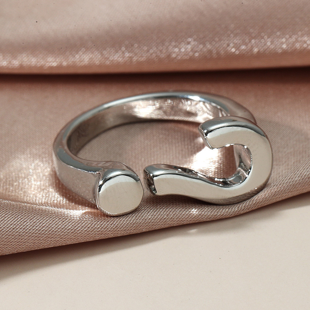 Korean Version Ins Cold Style Creative Open Question Mark Niche Design Minimalist Internet Celebrity Personality Index Finger Ring for Women