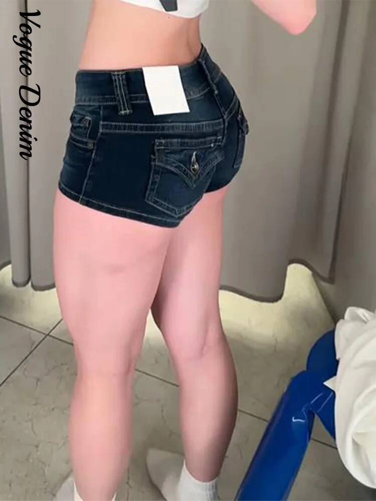 Summer Sexy Woman Denim Mini Pants Slim Low Waist Pockets Straight Short Jeans 2025 New Fashion High Street Women's Trousers dongdumaoyi