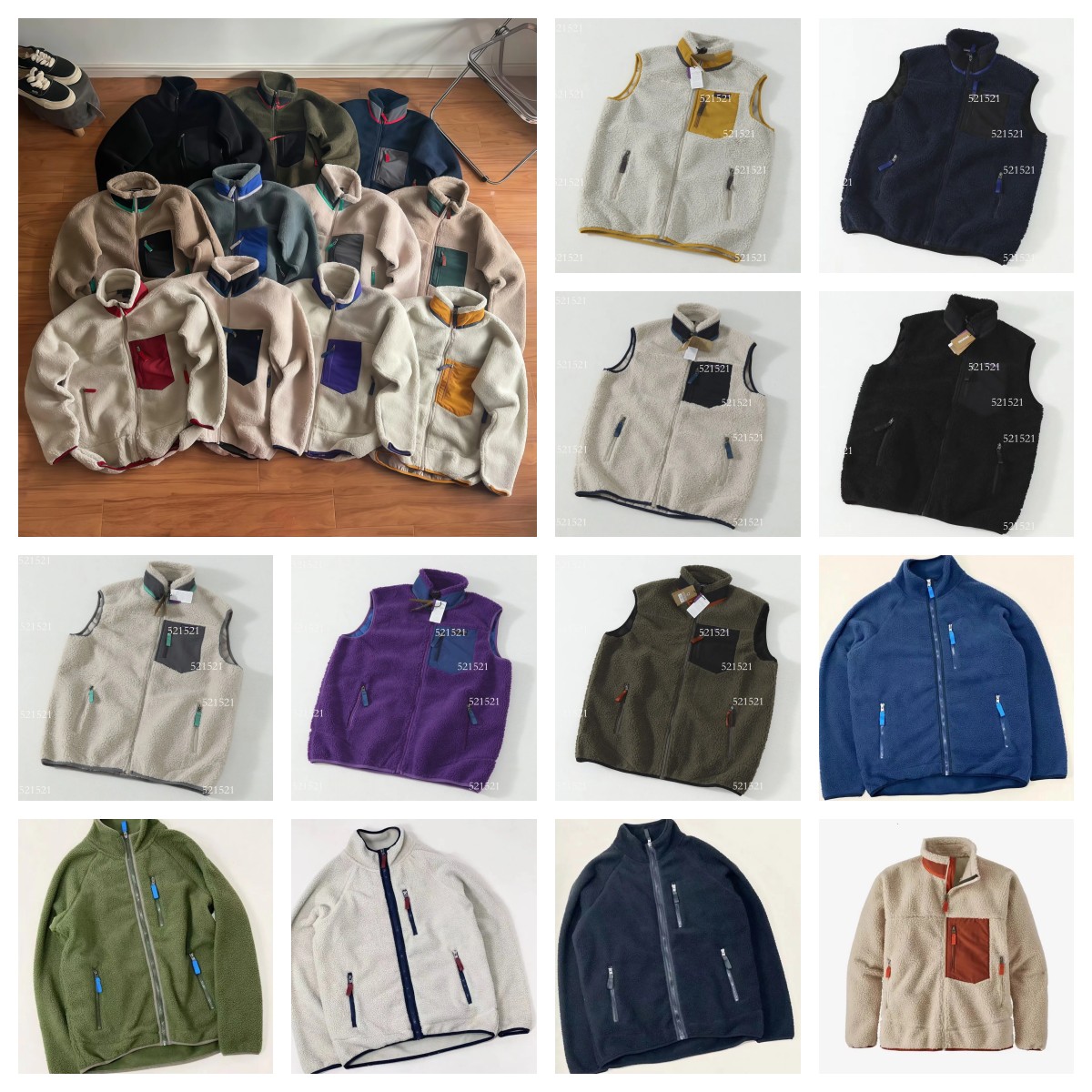 Designer zip up fleece Mens Jacket Thick Vest Thick Warm Down Classic Retro Antumn Winter Models Lamb Cashmere VEST Coat Women Casual Long Sleeve