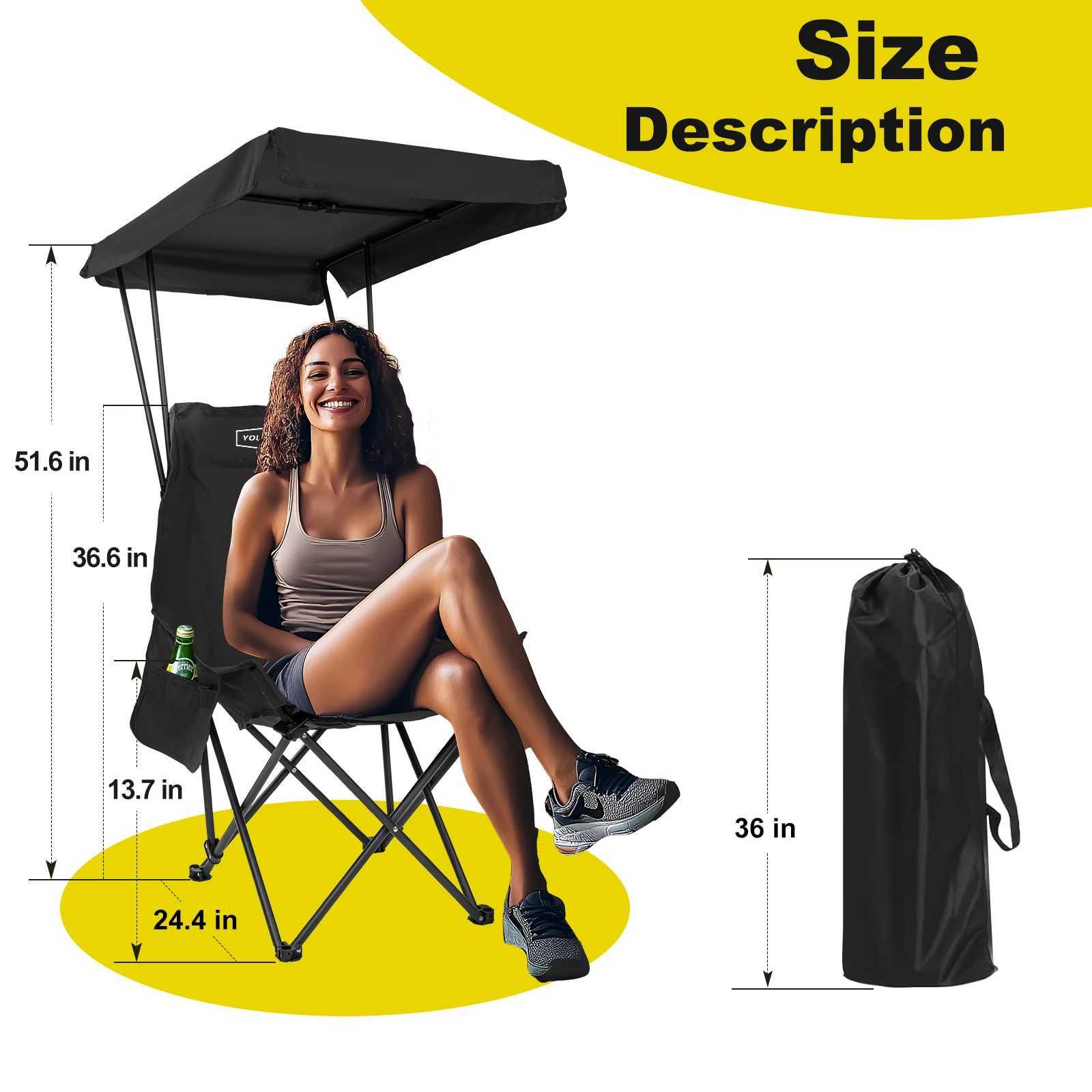 2PC Black Folding Chair Shed Outdoor Leisure Design Unique Folding Portable Camping Picnic Beach Vacation Highquality Material J250930