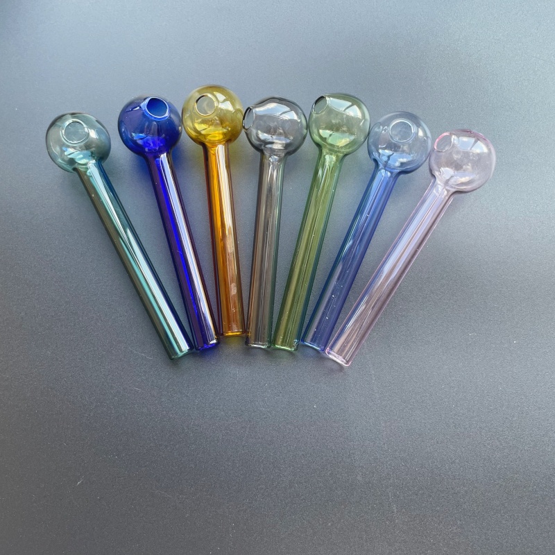 Colorful Glass pipe Smoking Oil Burner Pipes Smoke Straight Tube Pipe Water Hand Nail Tips Transparent 10cm 12cm 7cm smoking accessories 56585