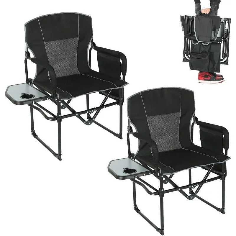 Folding Camping Chair with Storage Pocket and Side Table Compact Portable Camp Chairs Outdoor for Camp Lawn Hiking Fi J250930
