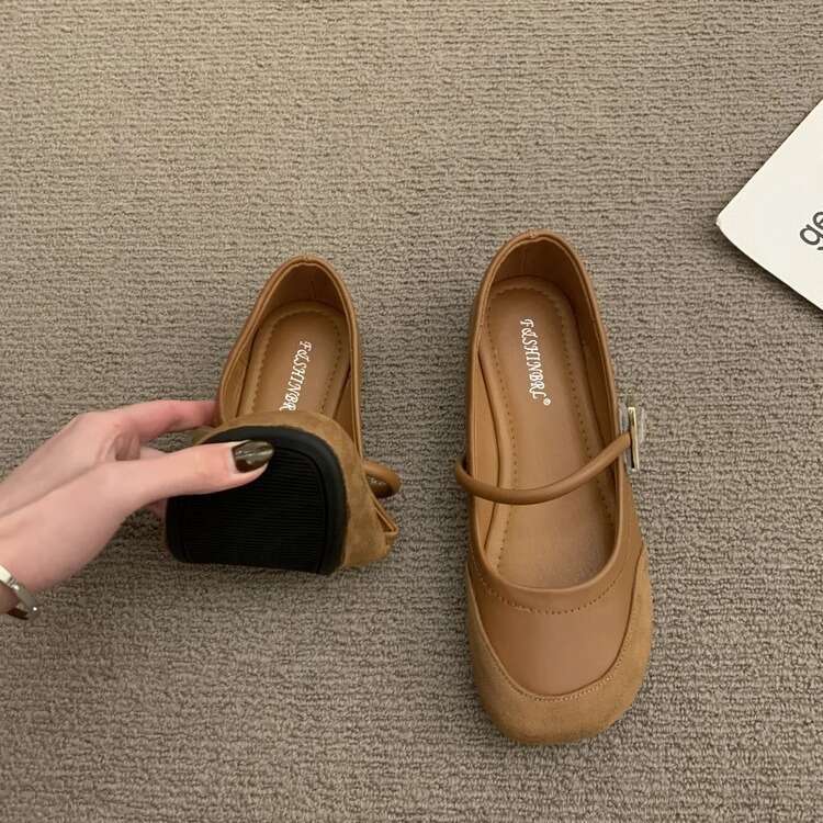 Red Mary Jane for Women 2025 Spring Round Toe Soft Surface One Strap Shallow Mouth Style Single Shoes Loafers French Sweetheart