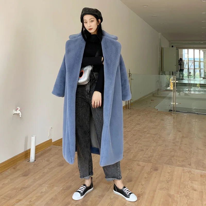 Plush Winter Coat Long Lapel Faux Fur Jacket Fluffy Artificial Teddy Female Natural Women 250930