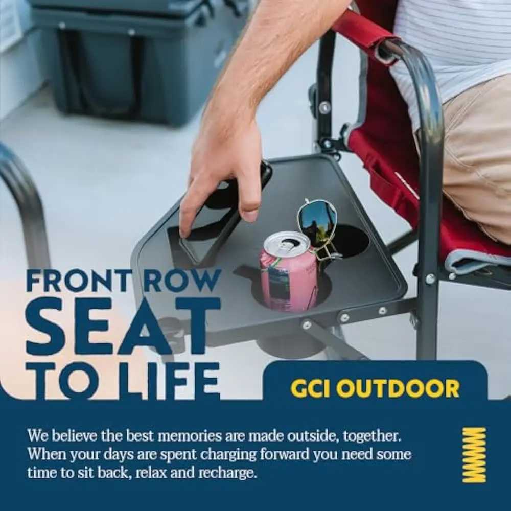 Outdoor XL with Side TabLE CamPING Chair Solid DurabLE Armrests Drink Holder ComfortabLE Backrest J250930