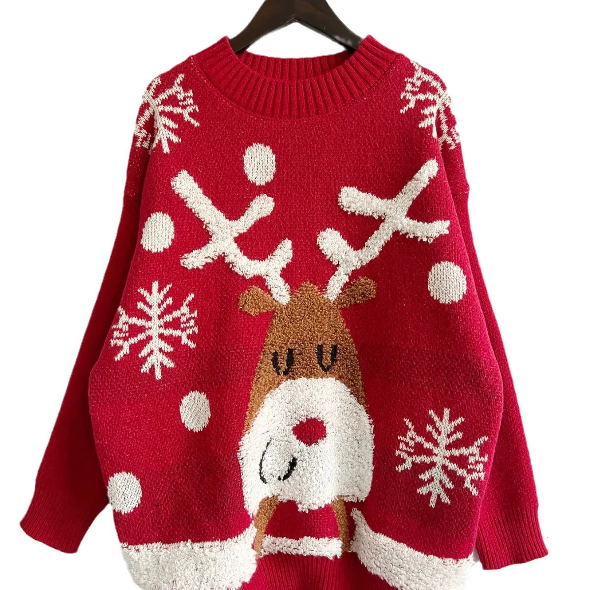 Sweater Women Year Christmas Sweater Jumper ONeck Fashion Casual Tops Thickened Raglan Sleeve Elk Christmas Tree Pullover 250930