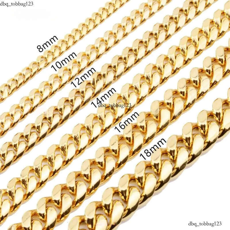 Cuba gold faucet buckle stainless titanium steel density 8mm/10mm/12mm/14mm/16mm Miami Cuban k Stainless Steel Mens Gold Chains 111