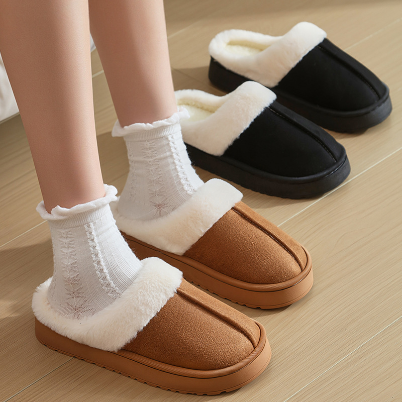 Cotton Women Winter 2025 New Home Indoor Fleece-Lined Warm Fluffy Slippers for Men Couples ddmymarket