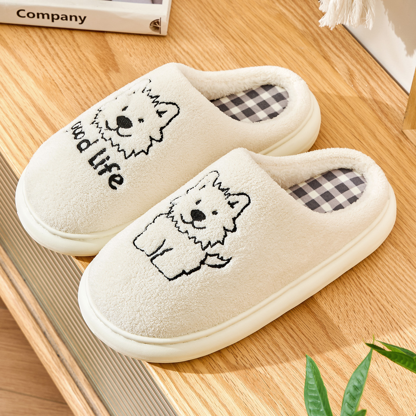 Cute Puppy Cotton Women 2025 New Winter Indoor Home Couple Warm Furry Slippers for Men ddmymarket