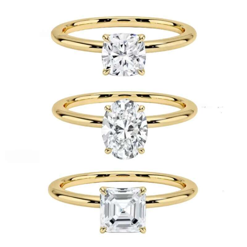 Igi Certified Lab-Grown Solid Gold Oval Marquise Cut Synthetic Engagement Cvd Lab Grown Dia Ring