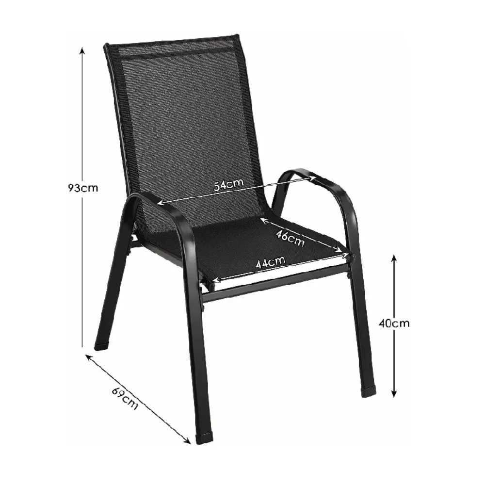 4PCS Garden Chairs SteelironTeslin Fabric Folding High Back Balcony Chair Camping Chair Outdoor Seating Group Black J250930