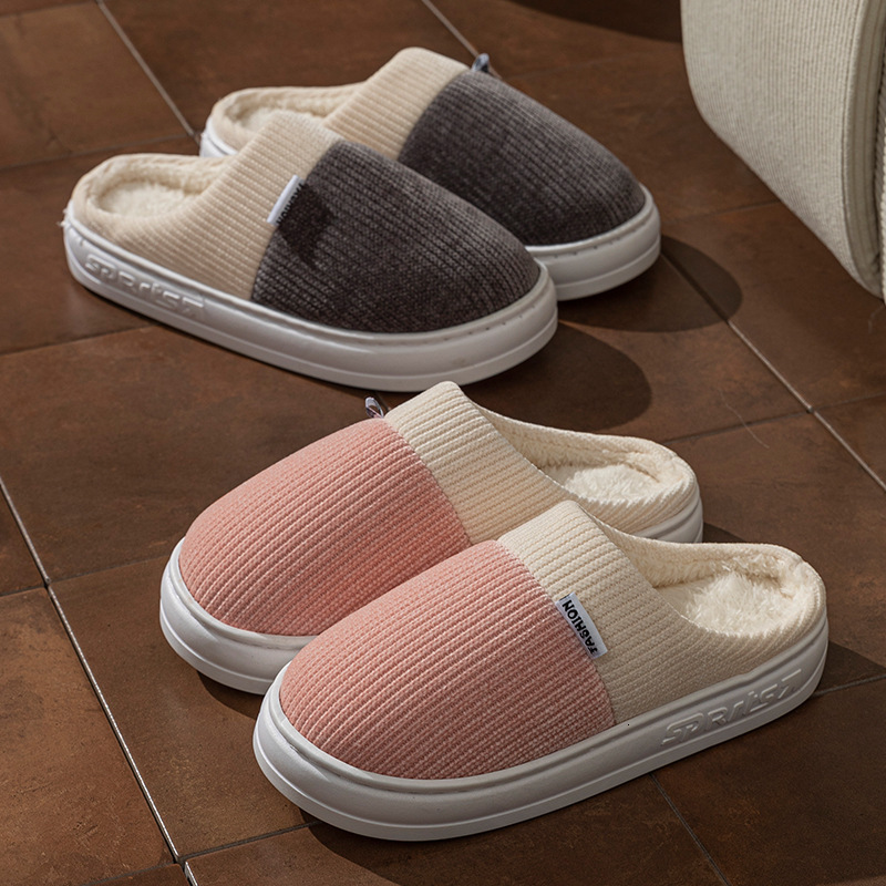 Elderly Non-Slip Autumn Winter 2025 New Couple Thick Sole Home Plush Warm Cotton Slippers for Women ddmymarket