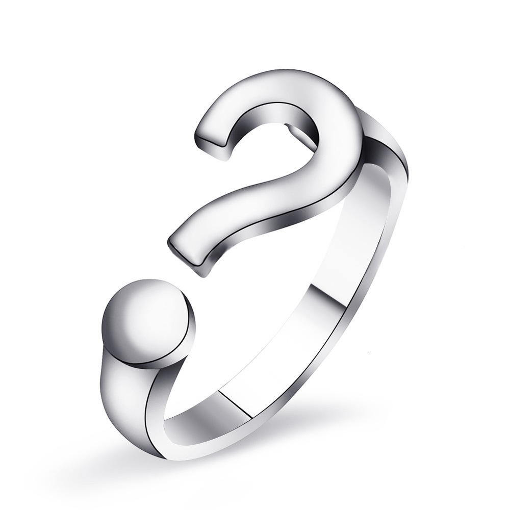 Korean Version Ins Cold Style Creative Open Question Mark Niche Design Minimalist Internet Celebrity Personality Index Finger Ring for Women