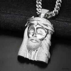 Pass Dia Tester VVS Moissanite Iced Out Jesus Head Face Pendant Bg Sterg Sier Big Piece Hip Hop Jewelry For Men