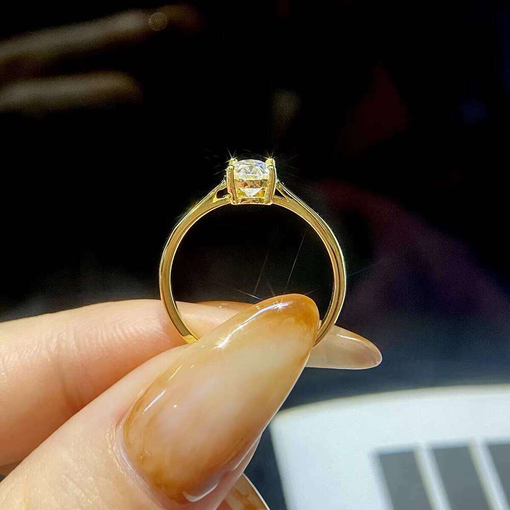 1CT Oval Cut Chrysolite Sterling Silver Gold Plated Wedding Diamond Ring Female Engagement Bride Jewelry