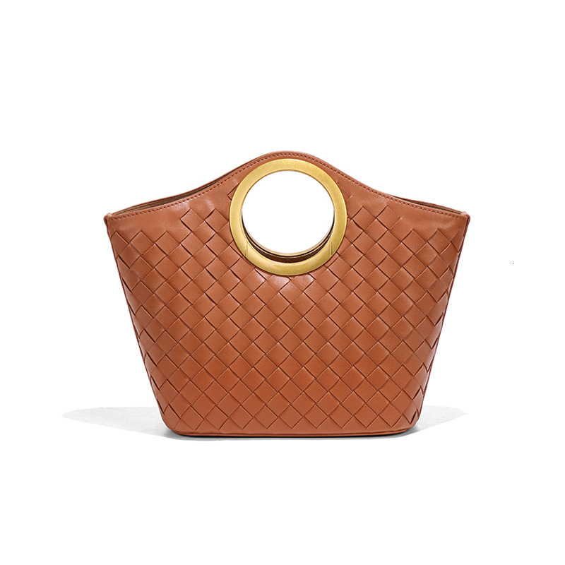 Metal Handle Round Ring Handbag High-end Basket New Fashion Commuter Tote Crossbody Shoulder Bag