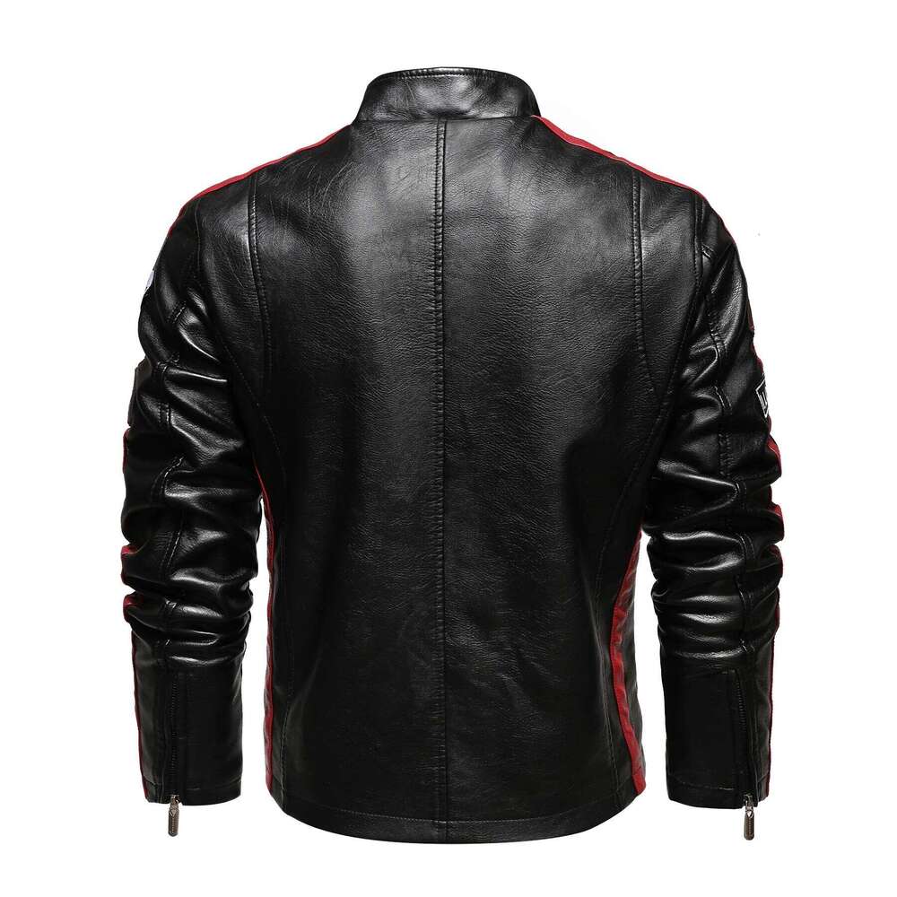 Men's Motorcycle Racing Suit PU Leather Label Color Jacket