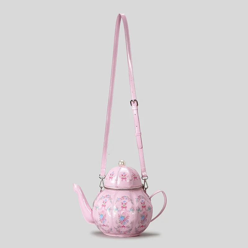 Creative Vintage Printed Teapot Women Handbags Pearls Chains Shoulder Bag Crossbody Bag Small Buckets Bag 250930