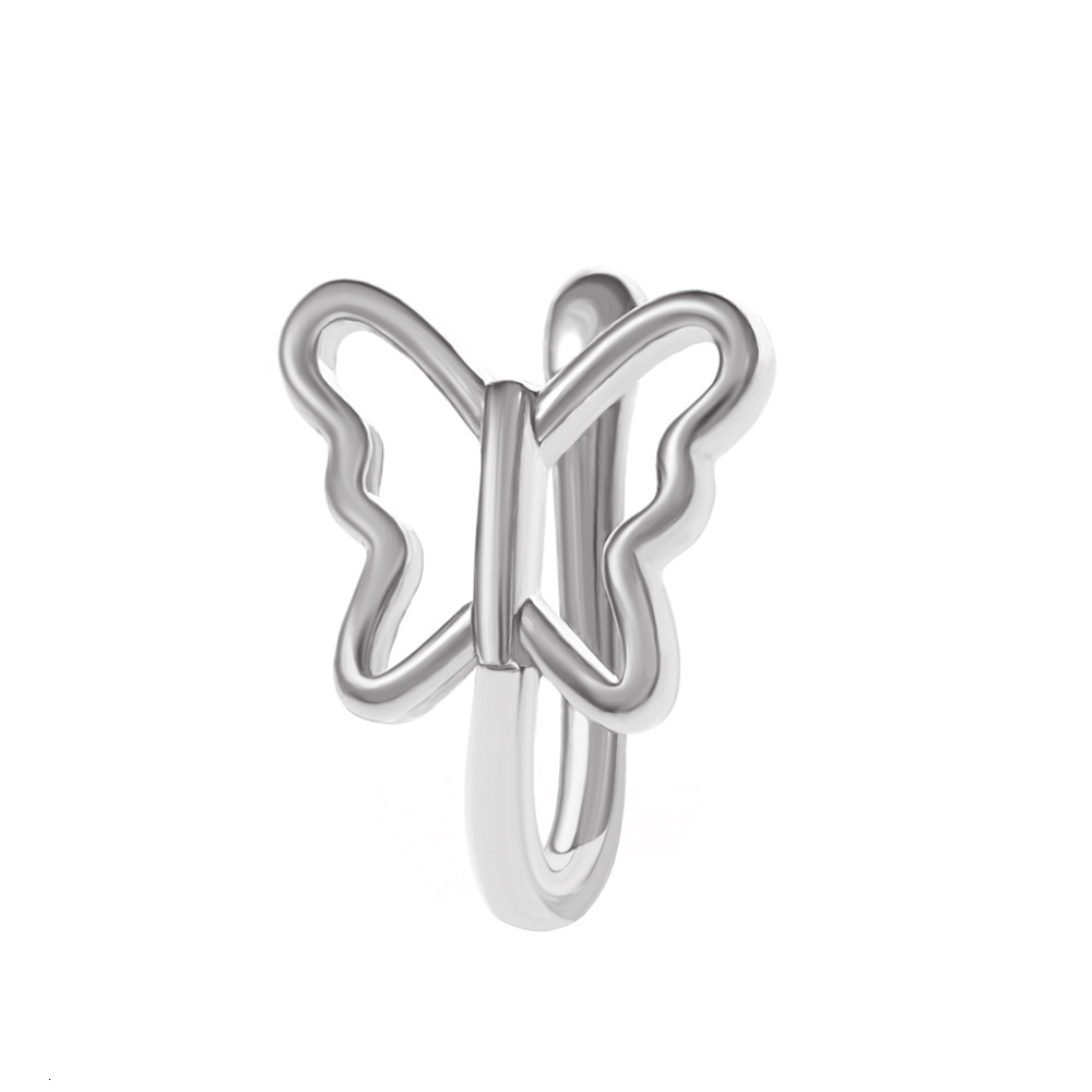 Non-Piercing Clip Ring Copper Inlaid Zircon U-Shaped Leaf Butterfly Nose Stud Piercing Jewelry