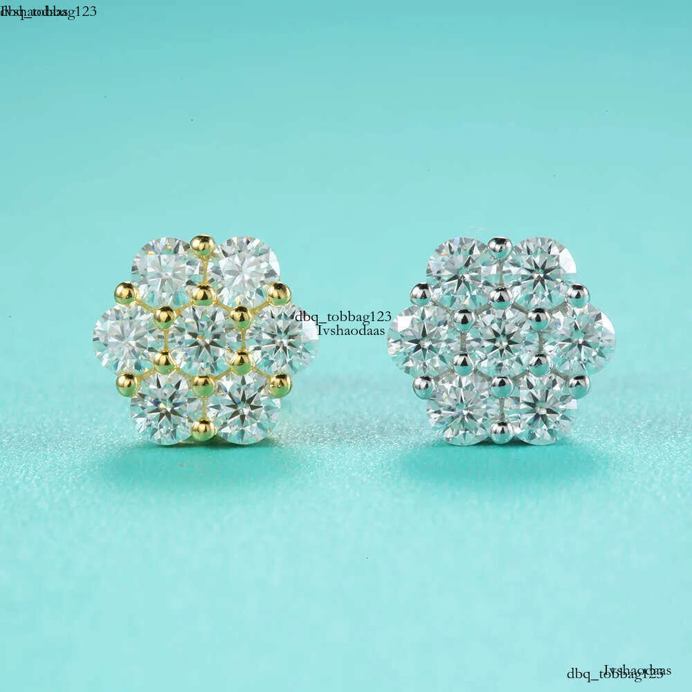 Wholesale Lab Dia Screw Back Sterg Sier wer D vvs Moissanite Iced Out Cluster Stud Earrings For Women