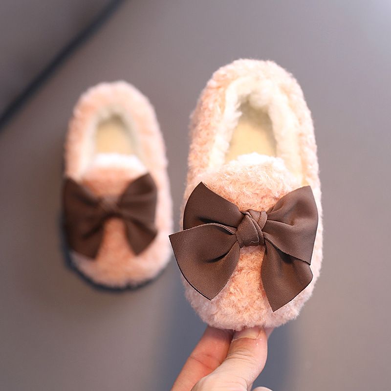 Girls Winter Shoes Big Bow Cute Tie Baby Toddler Casual Shoes Kidszworld Children Slip-on Flats Kid Cotton-padded Warm Fur Enfant Princess Shoes Sizes