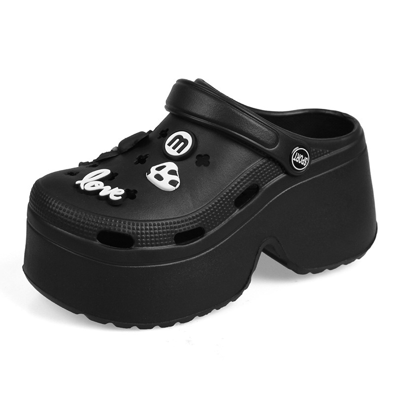 9CM Thick Sole Clogs for Women, Summer New Style, Closed Toe, Non-Slip, Indoor Outdoor Beach, Internet Celebrity Super Popular High Heel Slippers ddmy