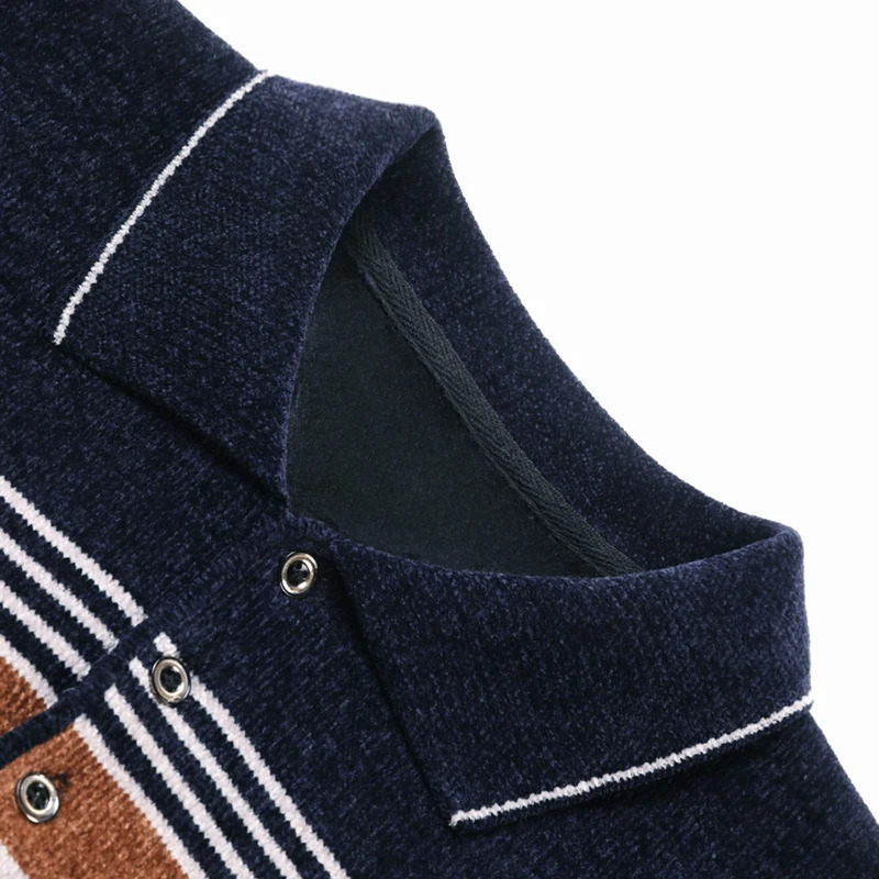 Mens Pullover Sweaters Retro Lapel Jersey Autumn Winter Thick Fleeced Elegant Brown Knitted 250929