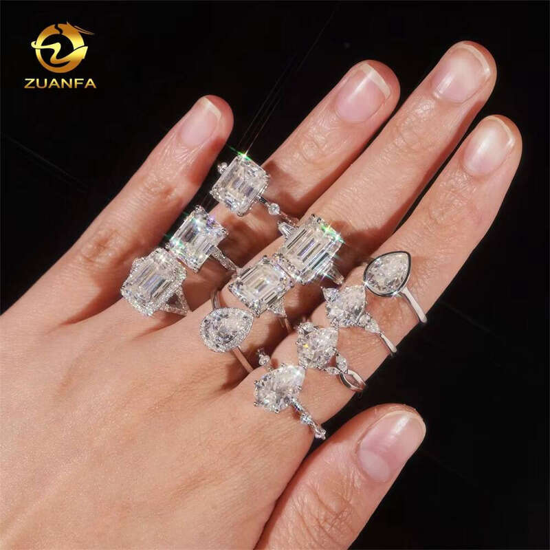 25 Different Cut Iced Out Wedding VVS Diatomaceous Earth Silver Jewelry Engagement Rings