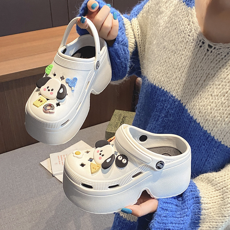 Women's New Summer Outdoor Versatile Thick Soft Sole Height Increasing 9cm Hole Slippers ddmymarket