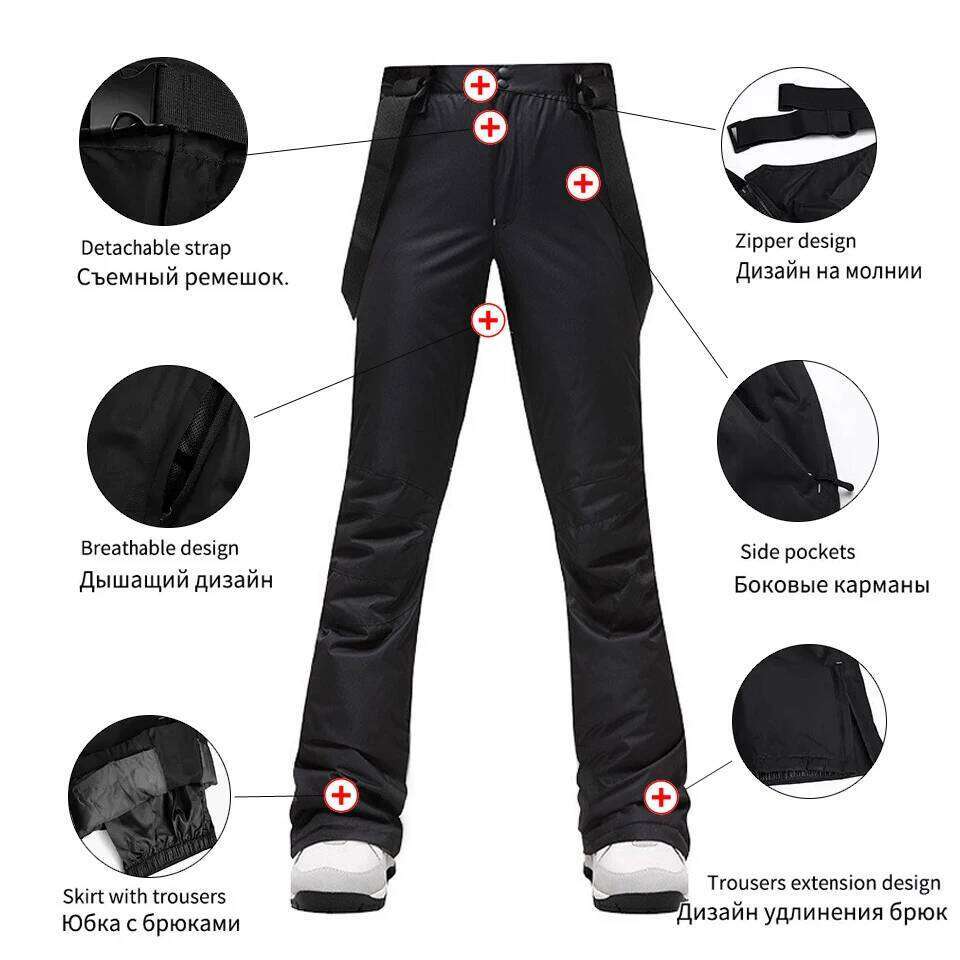 Women Suit Ski Pants Winter Warm Windproof Waterproof Fleece Jacket Female Outdoor Snow Coat Trousers Snowboard Wear