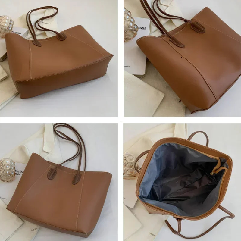 Selling Light Sewing Thread Pu Zipper Womens Handbag Fashionable Womens Commuting Shoulder Bag Tote Bag 250929