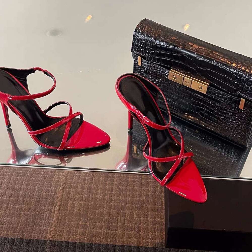 34-43 Plus Size Stunning Red High heels Sexy Stiletto Open Toe Pointed Sandals Women's Design Slippers for Outdoor Wear