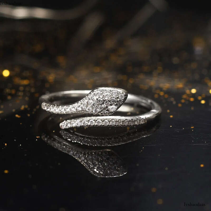 The 2025 New Collection Features Zircon Micro Inlaid Snake Shaped Ring For Fashionable Ladies An Open Designer Wedding Ring, And A Plated Jewelry Acce