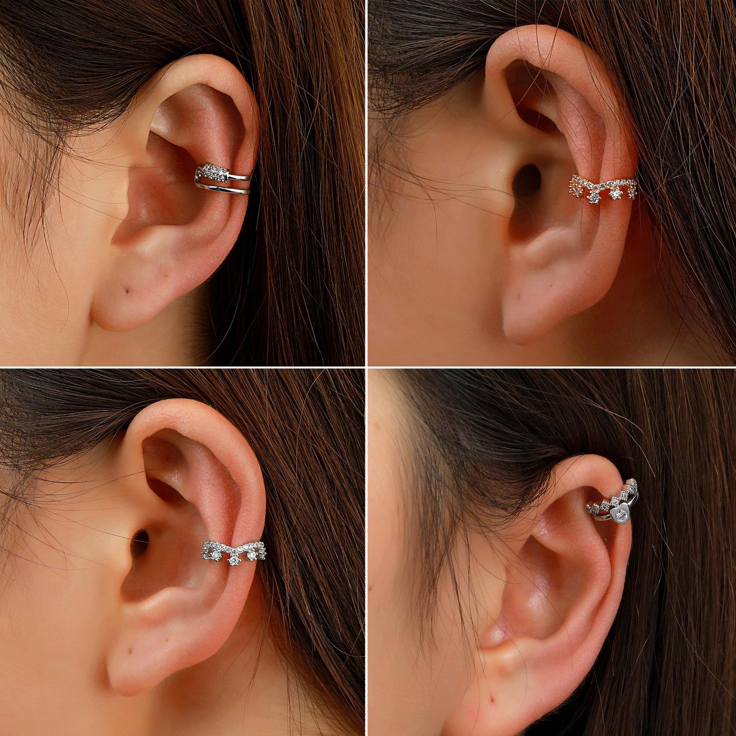 Korean Minimalist Zircon No Piercing Clip Fashion Geometric C-shaped Ear Cuff Niche Design Elegant Earrings for Women