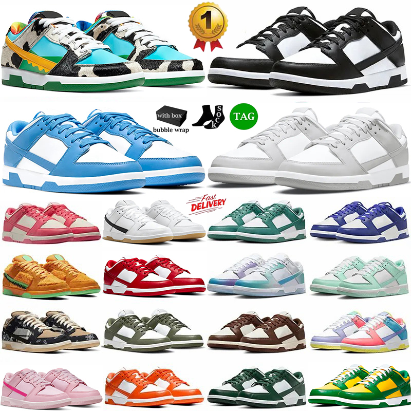 With Box Designer Shoes Men Women Low Sneakers Black White Grey Fog Olive Brown Univeity Red UNC Coast Outdoor Mens fashion flat Casual Shoes Size 36-47