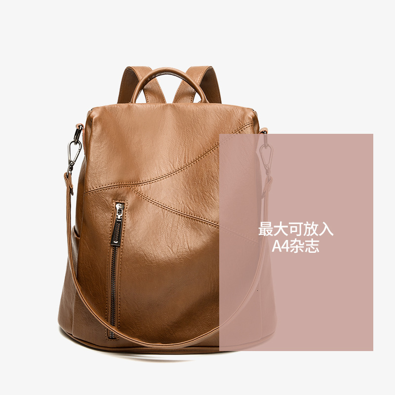 Luxury Bag Designer Bag Korean Style Backpack For Women New 2025 Summer Versatile Soft Leather Backpack Large Capacity Casual Anti-theft Travel Bag Mu