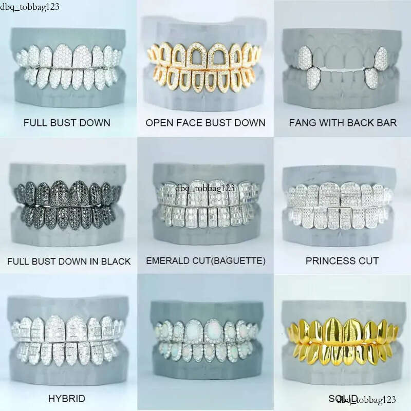 Pass Dia Tester Princess Cut Custom Moissanite Grillz Hiphop Jewelry Sier Gold Iced Out Dental Grills for Teeth 111