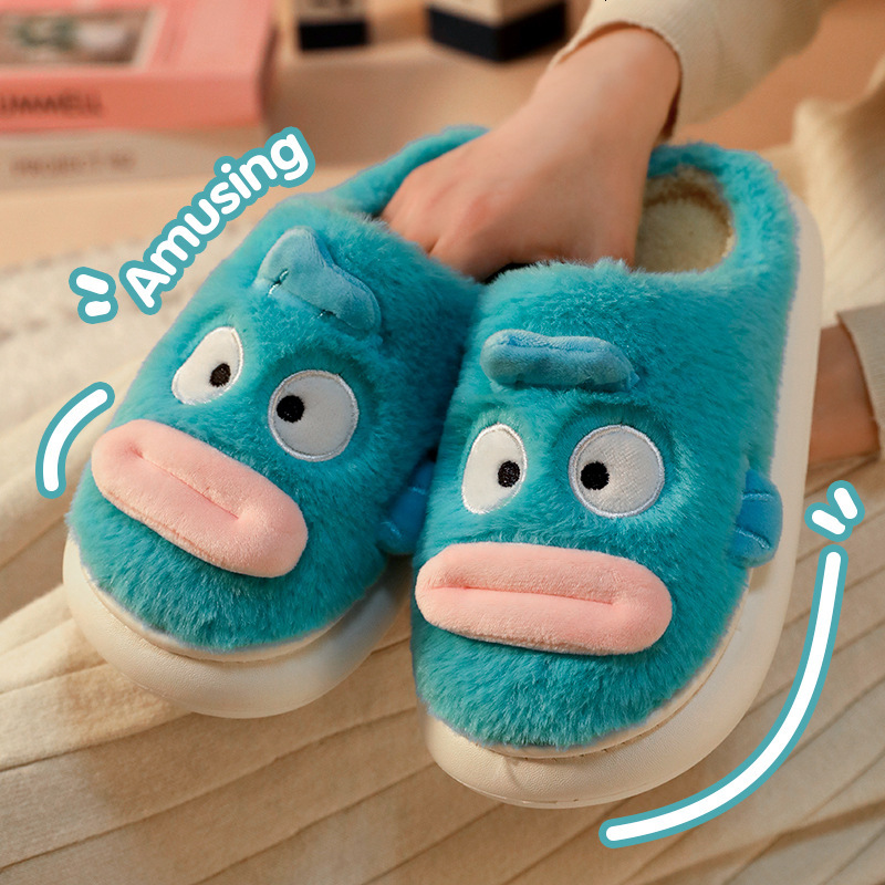Slippers with Heel Women Winter Cute Couple Internet Celebrity Home Indoor and Outdoor Non-Slip Warm Furry Maternity Cotton Shoes for Men ddmymarket