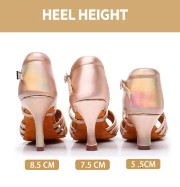 DKZSYIM Latin Dance Shoes For Women Ballroom Tango Jazz Satin Suede Soft Sole Practice Sandals High Quality High Heels7.5/8.5CM