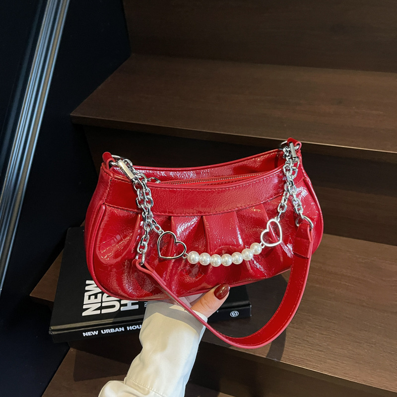 2025 Women's New Korean Fashion Retro Luxury Bag Autumn/Winter Trendy Niche Design Pearl Chain Shoulder Bag Designer Bag