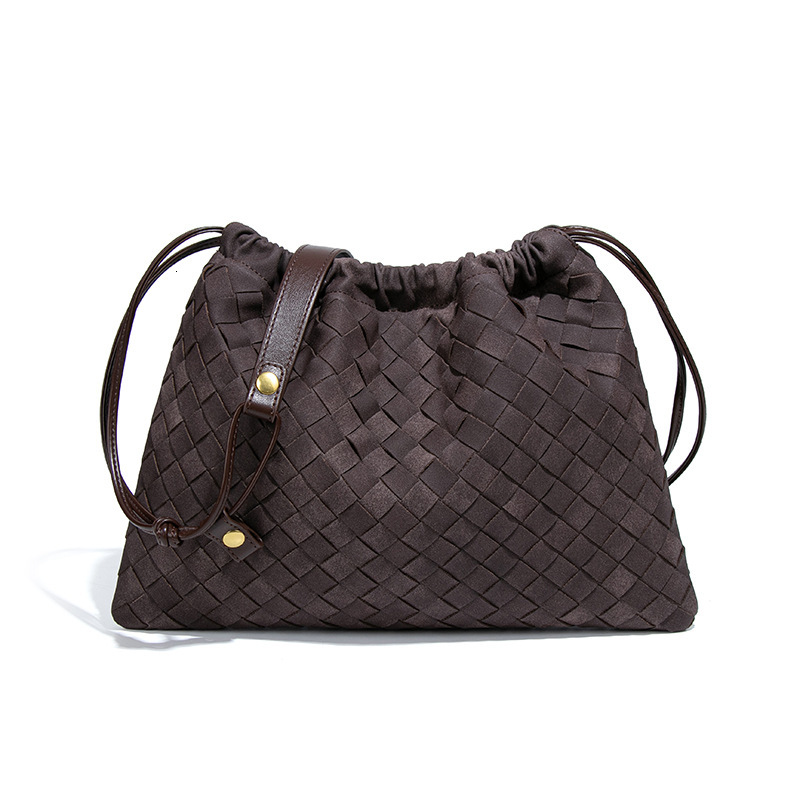 New Woven Pleated Drawstring Cloud Fashion Versatile Crossbody Niche Matte Shoulder Bag