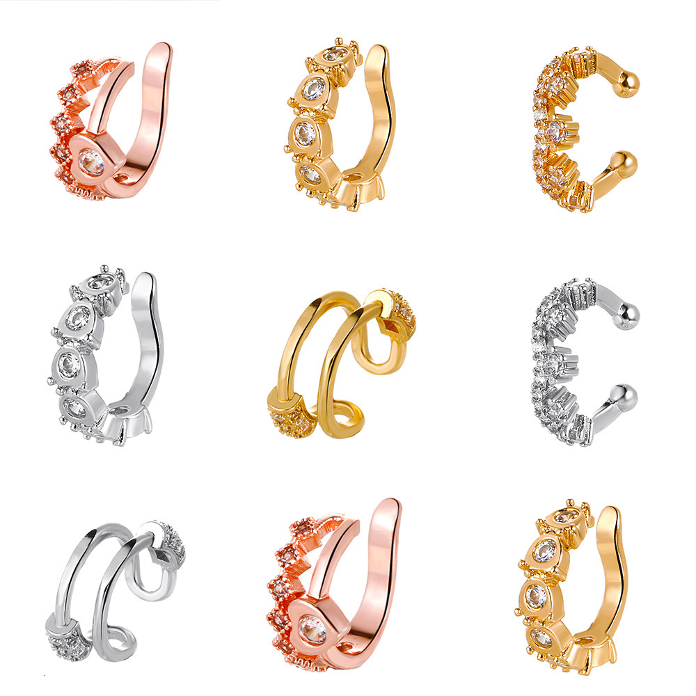 Korean Minimalist Zircon No Piercing Clip Fashion Geometric C-shaped Ear Cuff Niche Design Elegant Earrings for Women