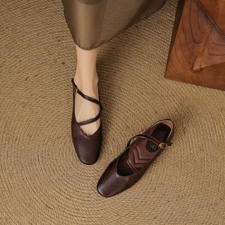 French Style Mary Jane for Women Soft Sole Granny Shoes Comfortable Versatile Flat Shoes