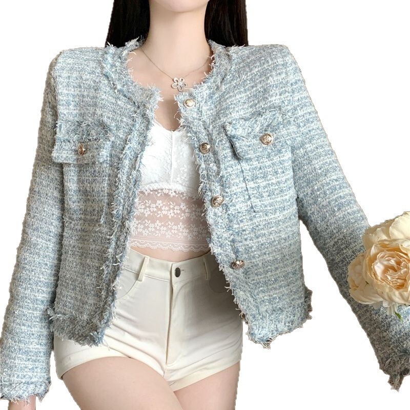 2025 White Women's Short Coarse Wool Short Coat Winter New French Designer Jacket Style Elegant Multi functional Social Fashion Top Autumn/Winter