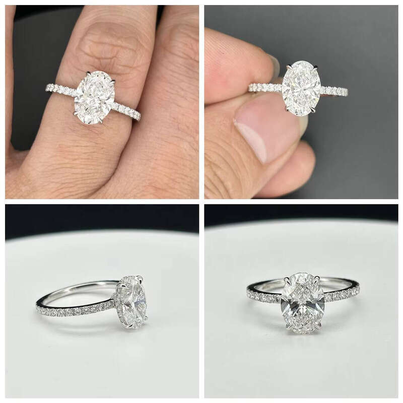 HQD VS1 IGI White Gold Oval 3 Carat Lab Engagement Ring