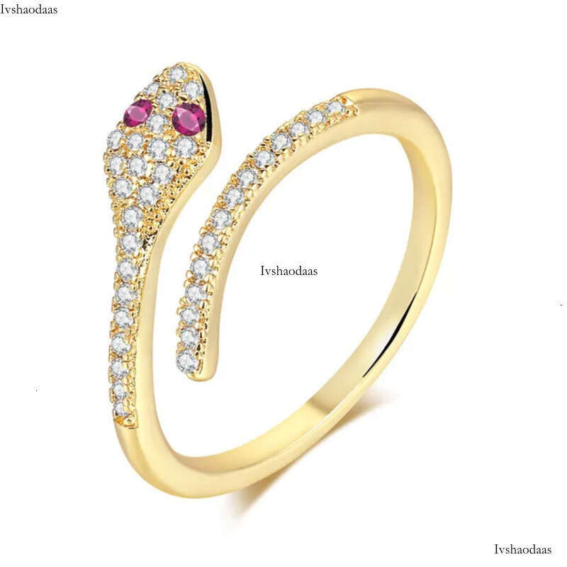 The 2025 New Collection Features Zircon Micro Inlaid Snake Shaped Ring For Fashionable Ladies An Open Designer Wedding Ring, And A Plated Jewelry Acce