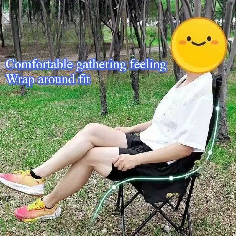 Outdoor Thickened Folding Chair Comfortable High Backrest Stable Portable Outdoor Chair Breathable Widened Seat Surface Chairs J250930