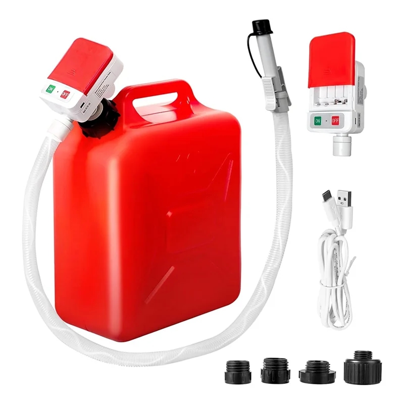 4th Gen Gas Can Fuel Transfer Pump Electric Pump Electric Fuel Hose Diesel Oil Pump 4 Adapters For Oil, Battery USB