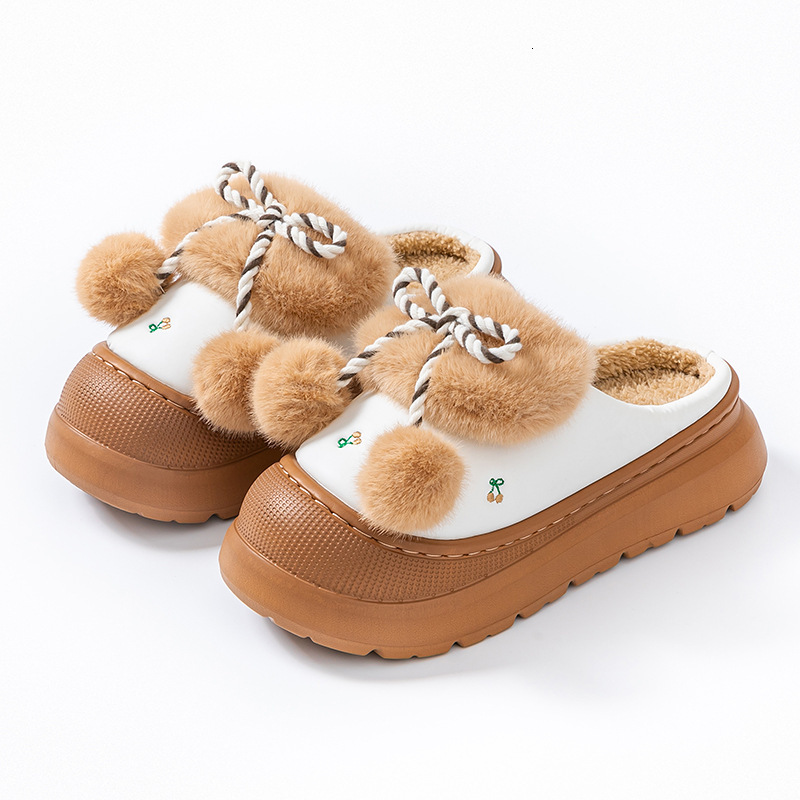 Cute Plush for Women Winter Outdoor Wear 2025 New Indoor Home Non-Slip Fleece-Lined Warm Cotton Slippers ddmymarket